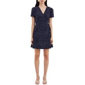 Cooper St Navy Polka Dot Wrap Dress XL | Short Sleeve Tie Waist